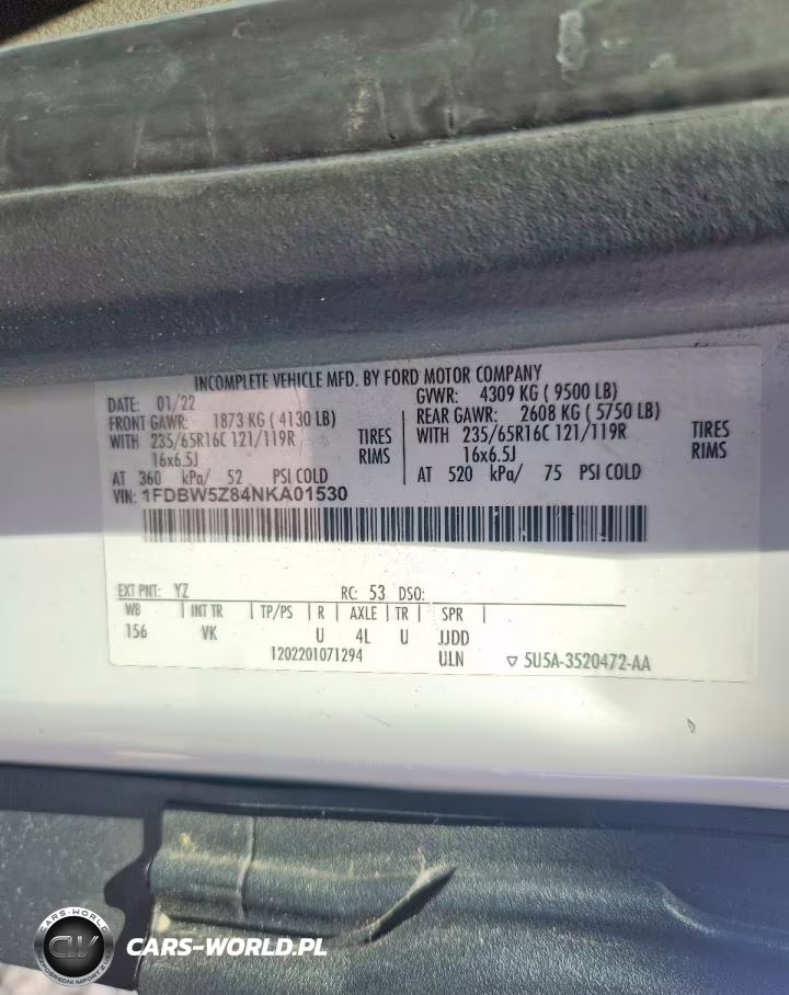 2022 Ford Transit Delivery Truck VIN:1FDBW5Z84NKA01530 - 13