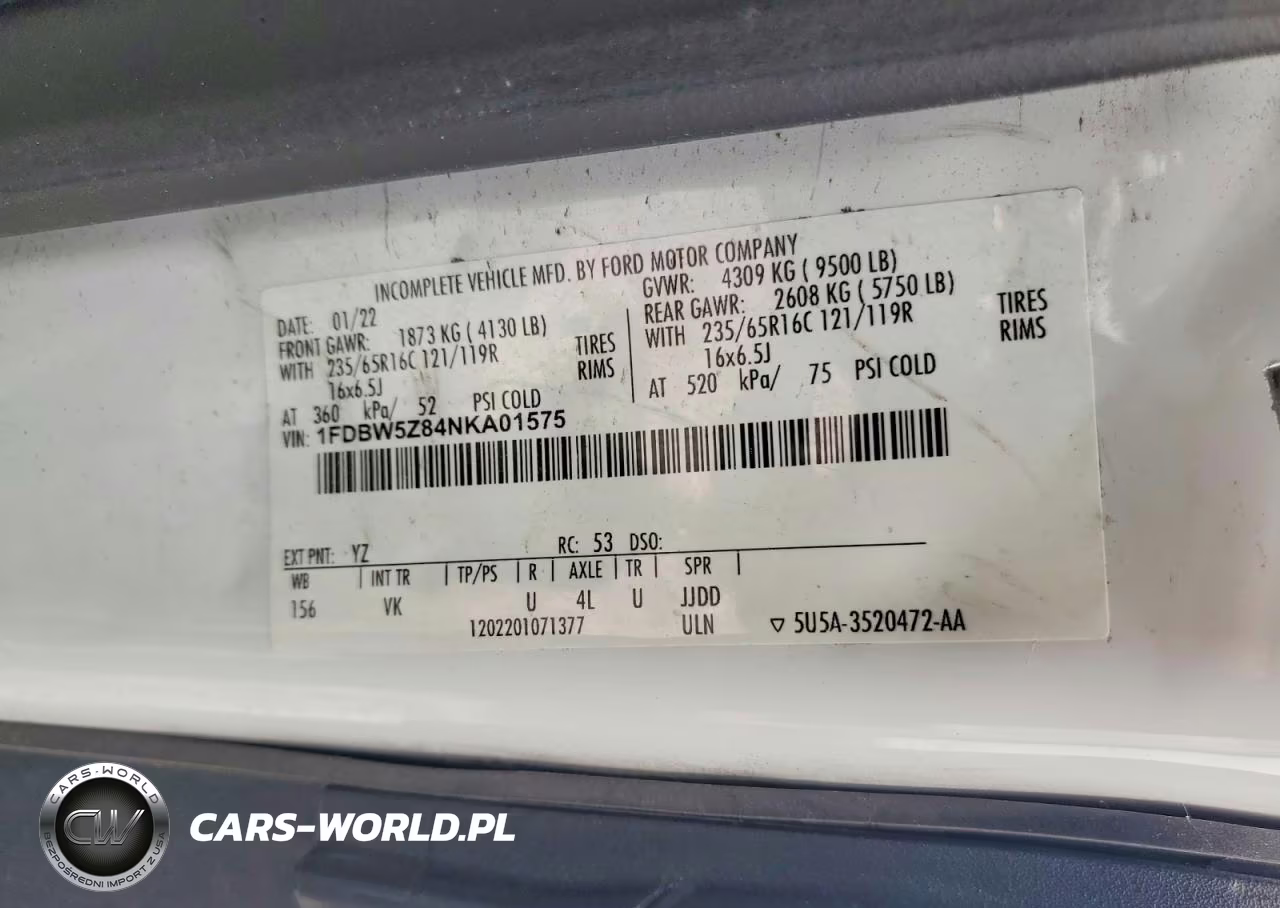 2022 Ford Transit Delivery Truck VIN:1FDBW5Z84NKA01575 - 12