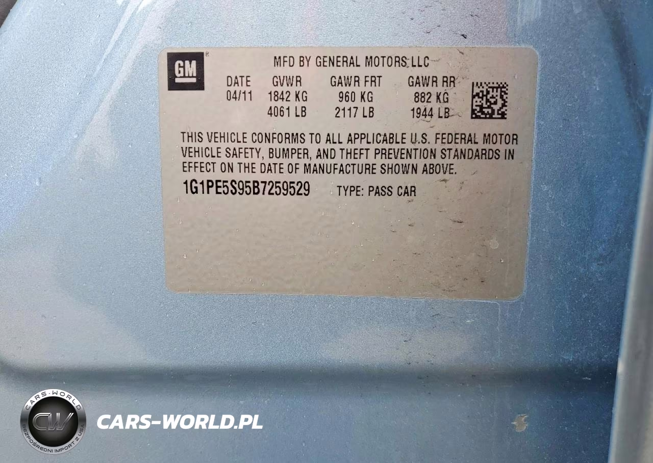 2011 Chevrolet Cruze Lt VIN:1G1PE5S95B7259529 - 12
