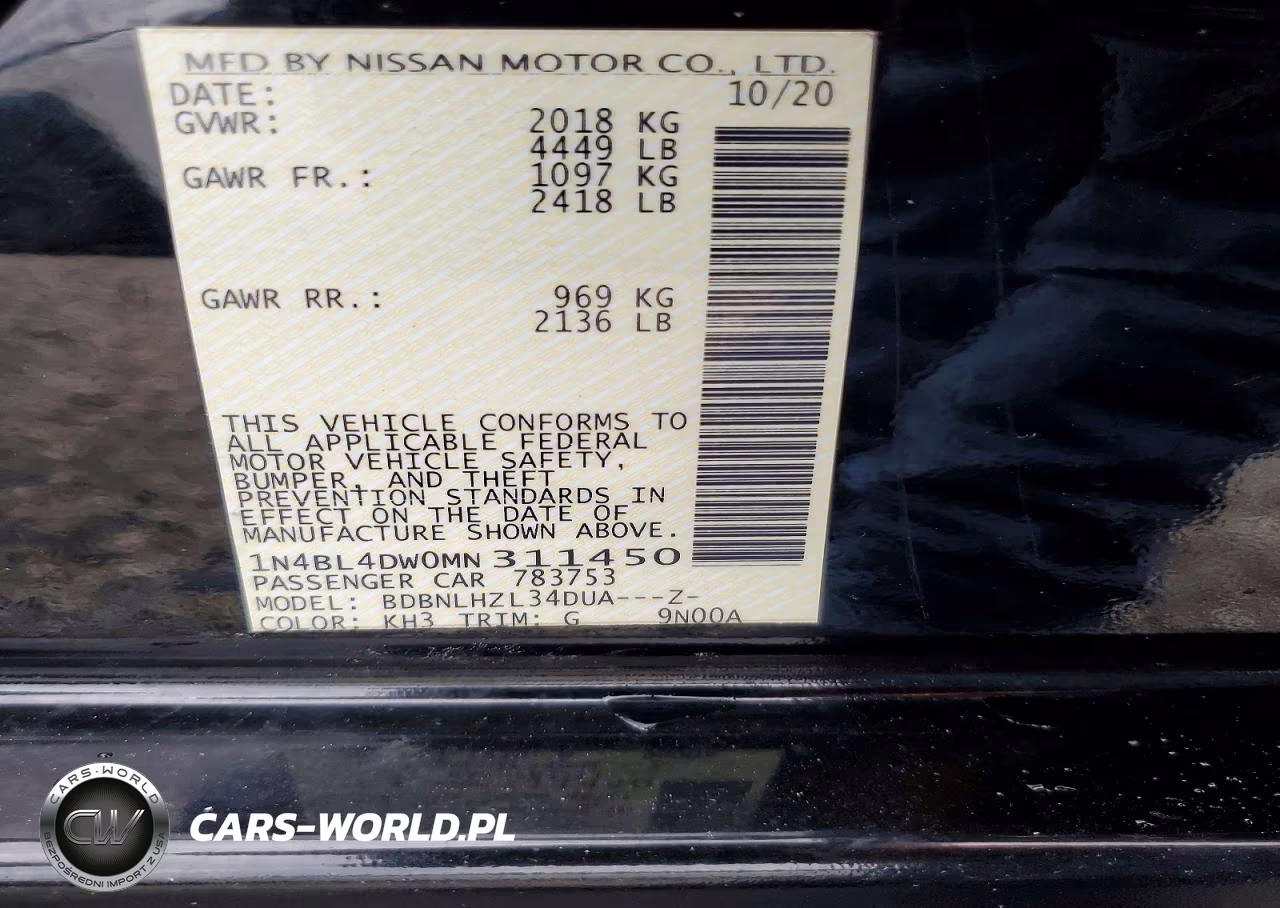 2021 Nissan Altima Sv VIN:1N4BL4DW0MN311450 - 12