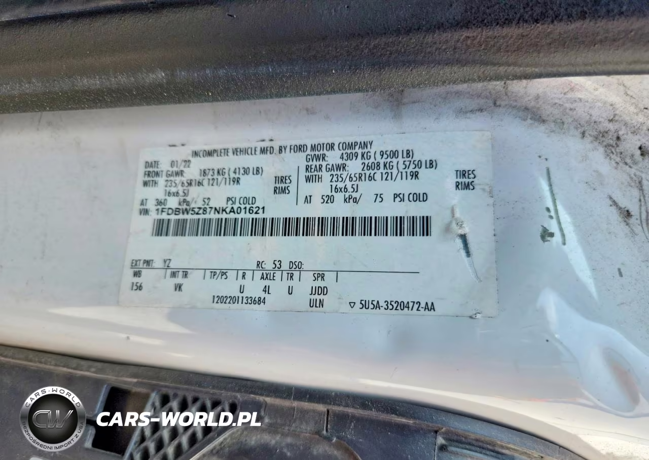 2022 Ford Transit Delivery Truck VIN:1FDBW5Z87NKA01621 - 12