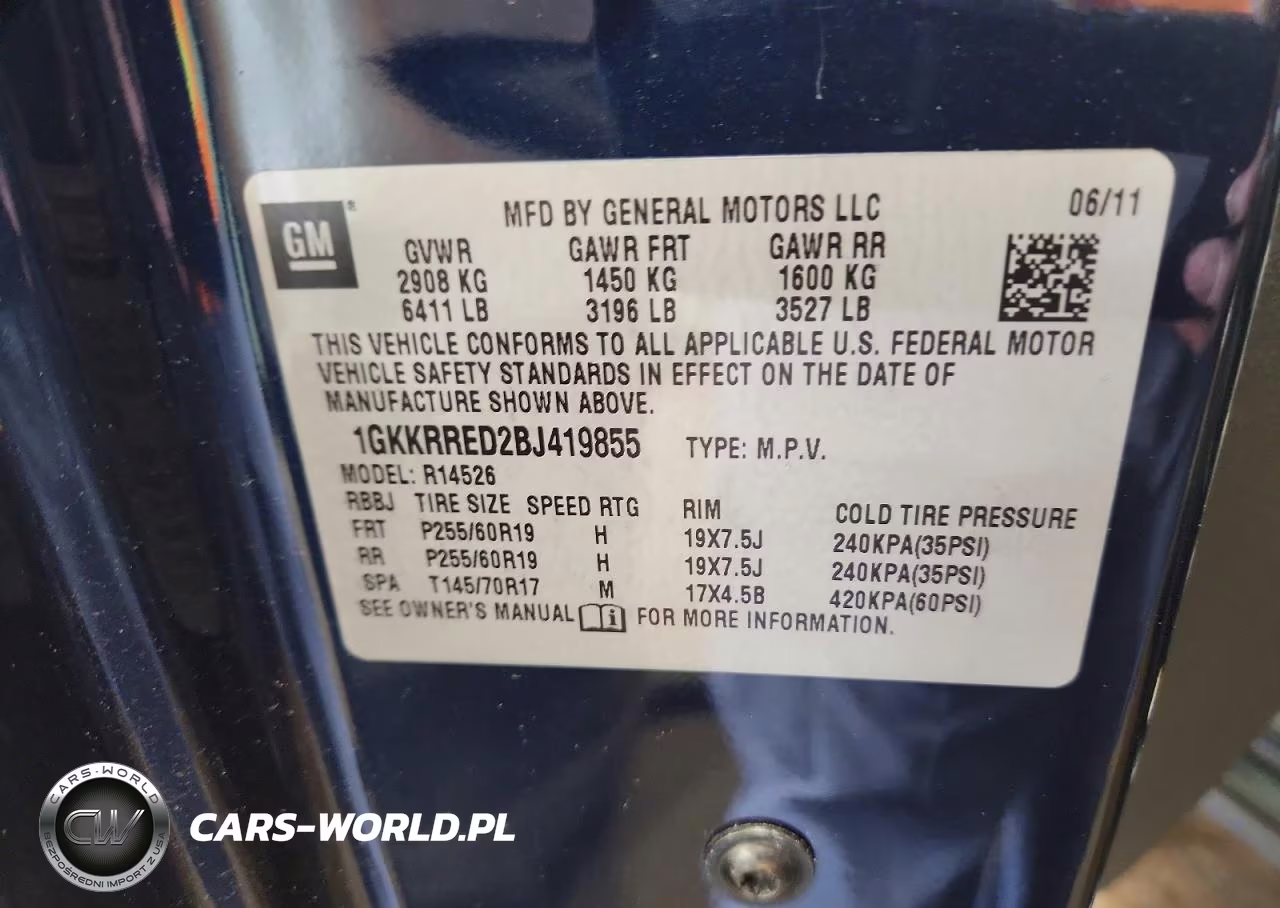 2011 GMC Acadia Slt-1 VIN:1GKKRRED2BJ419855 - 13