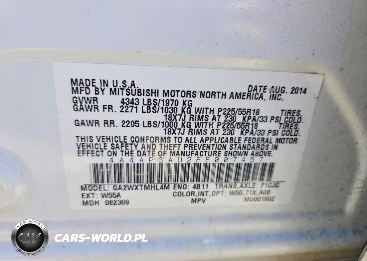 2015 Mitsubishi Outlander Sport Es VIN:4A4AP3AU2FE007457 - 12