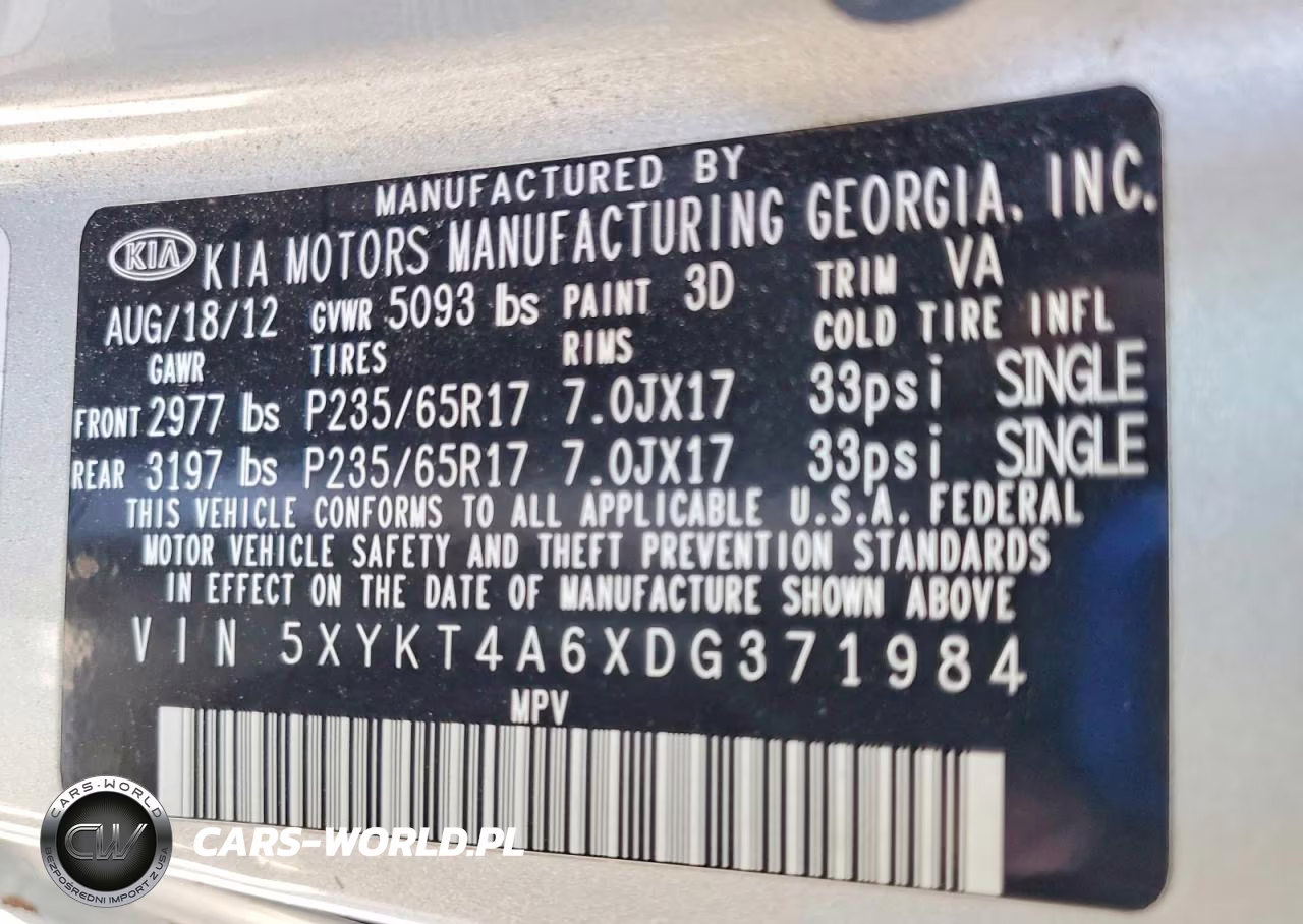 2013 Kia Sorento Lx VIN:5XYKT4A6XDG371984 - 13
