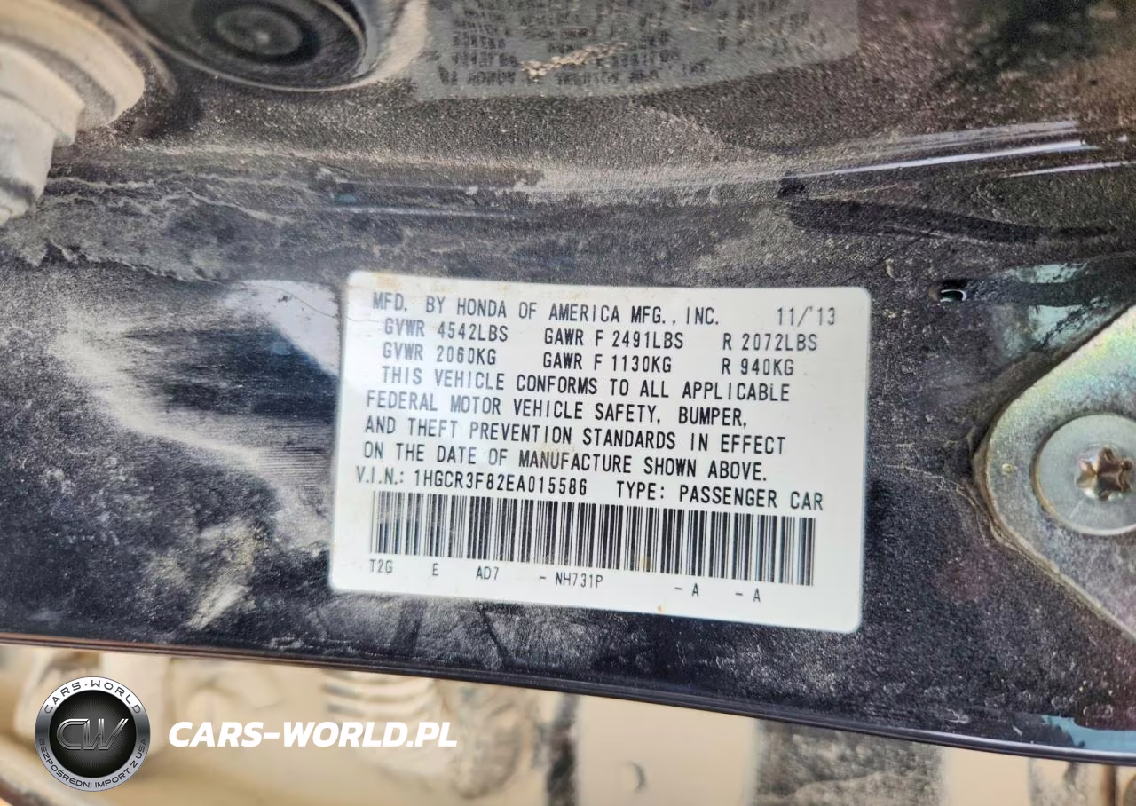 2014 Honda Accord Exl VIN:1HGCR3F82EA015586 - 12