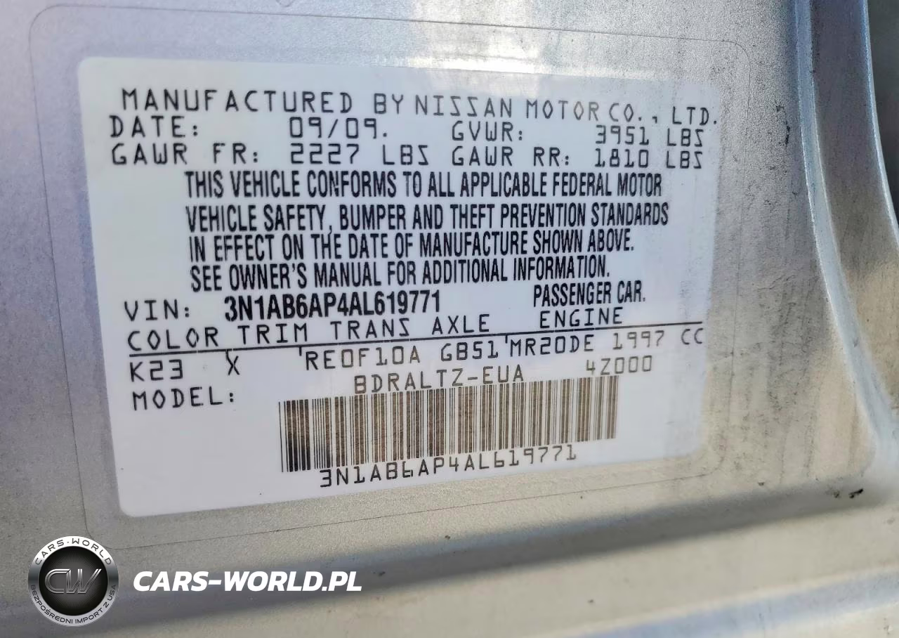 2010 Nissan Sentra 2.0 VIN:3N1AB6AP4AL619771 - 12