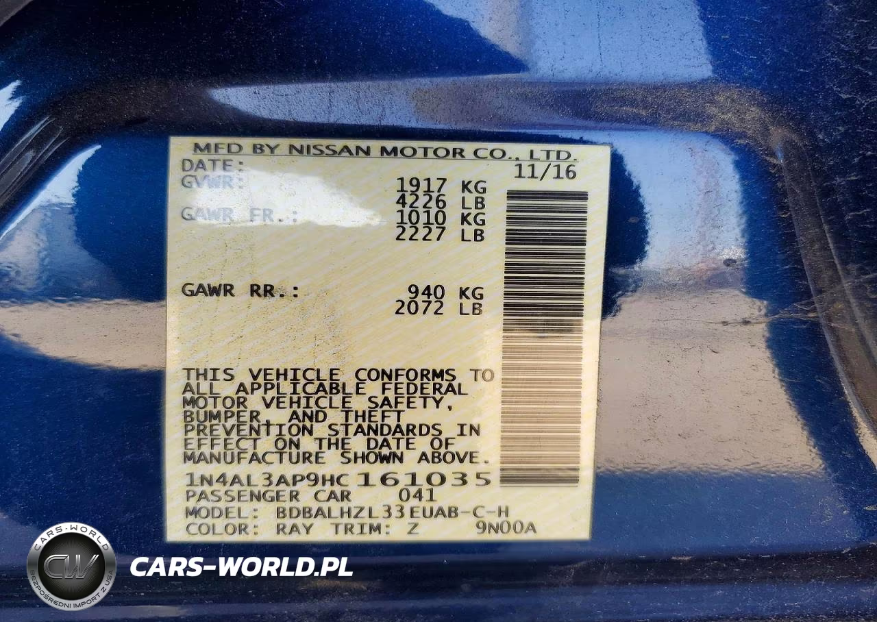 2017 Nissan Altima 2.5 Sr VIN:1N4AL3AP9HC161035 - 13