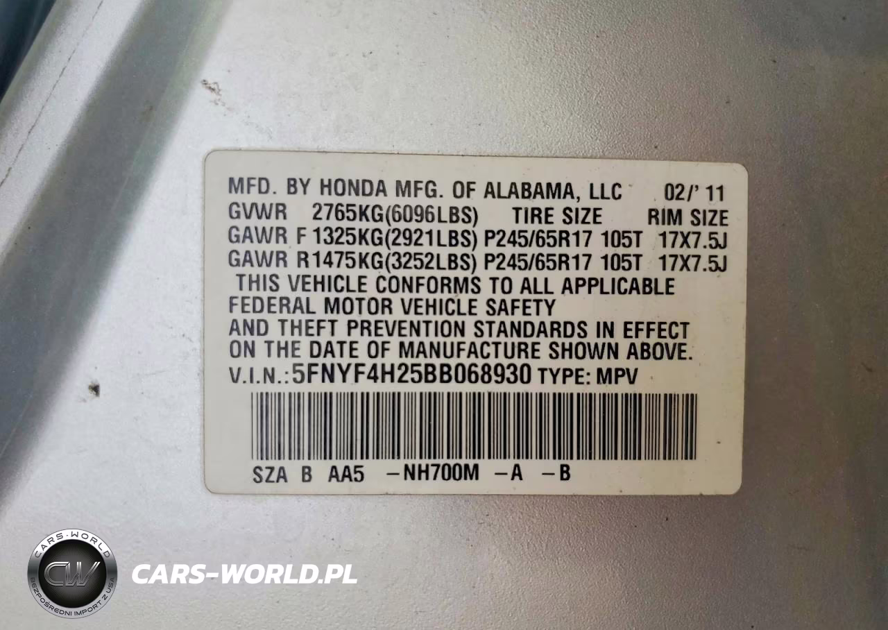 2011 Honda Pilot Lx VIN:5FNYF4H25BB068930 - 13
