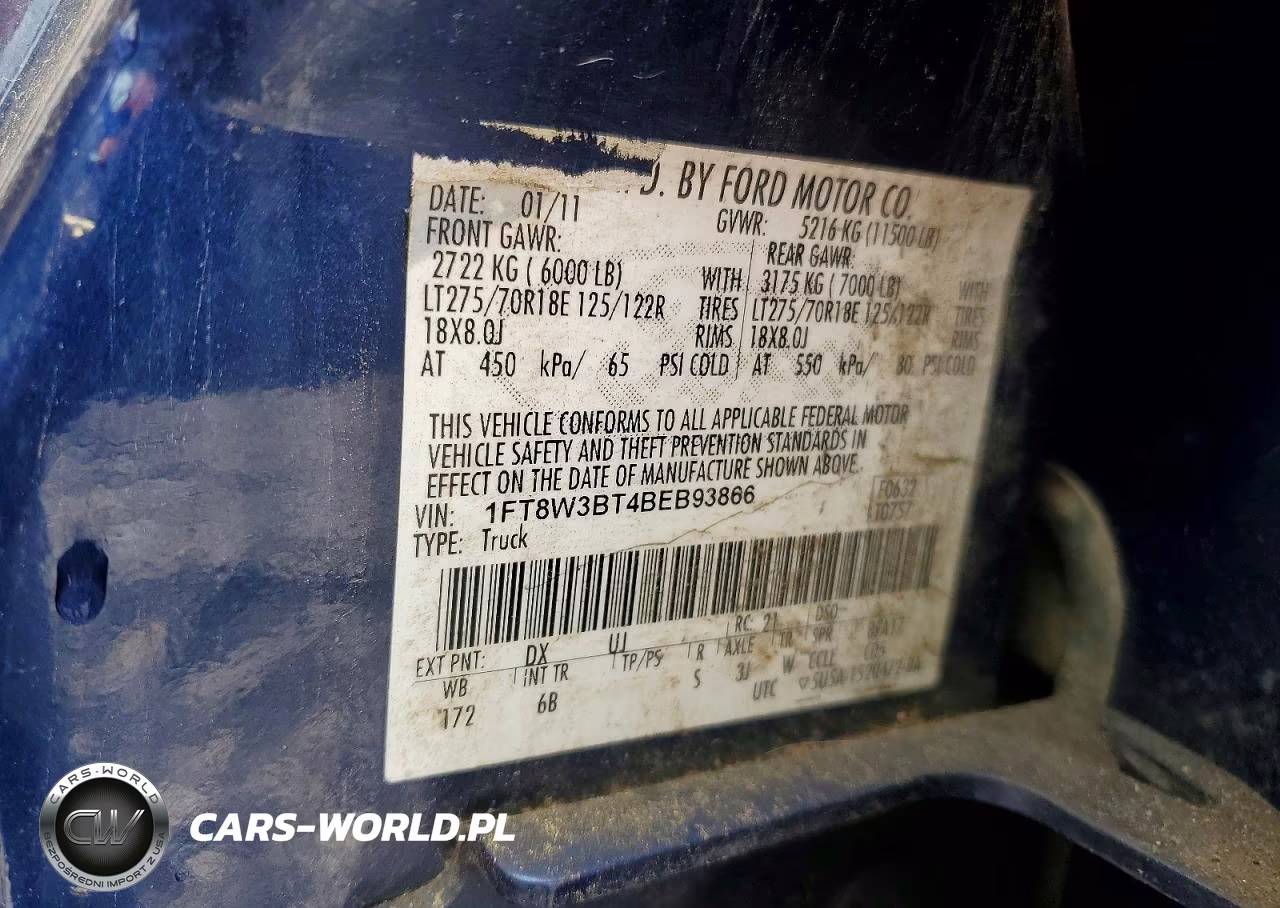 2011 Ford F350 Super Duty VIN:1FT8W3BT4BEB93866 - 10