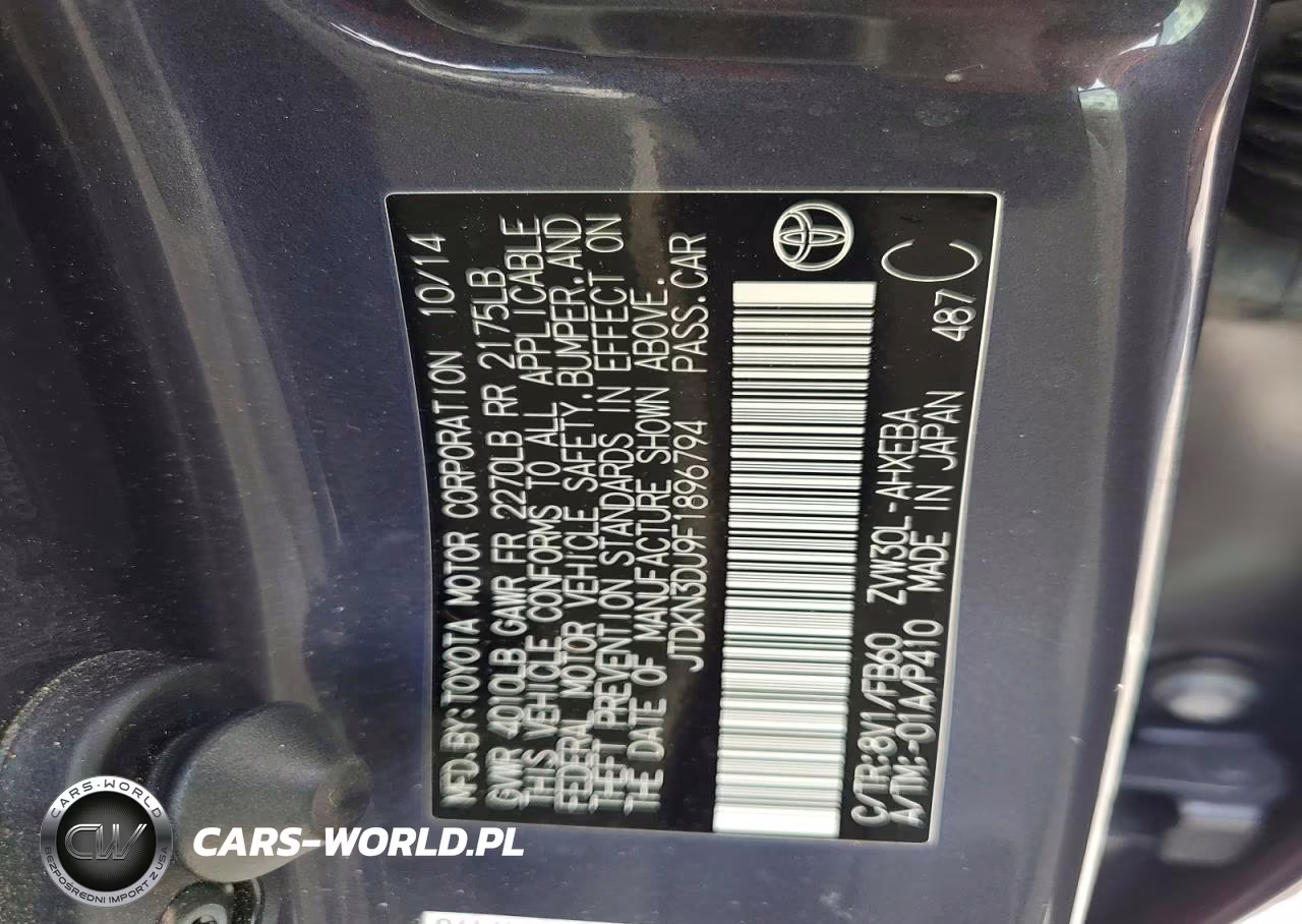 2015 Toyota Prius Two VIN:JTDKN3DU9F1896794 - 12