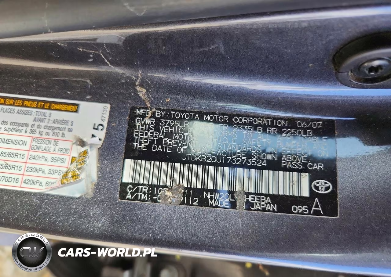 2007 Toyota Prius Base VIN:JTDKB20U173273524 - 12