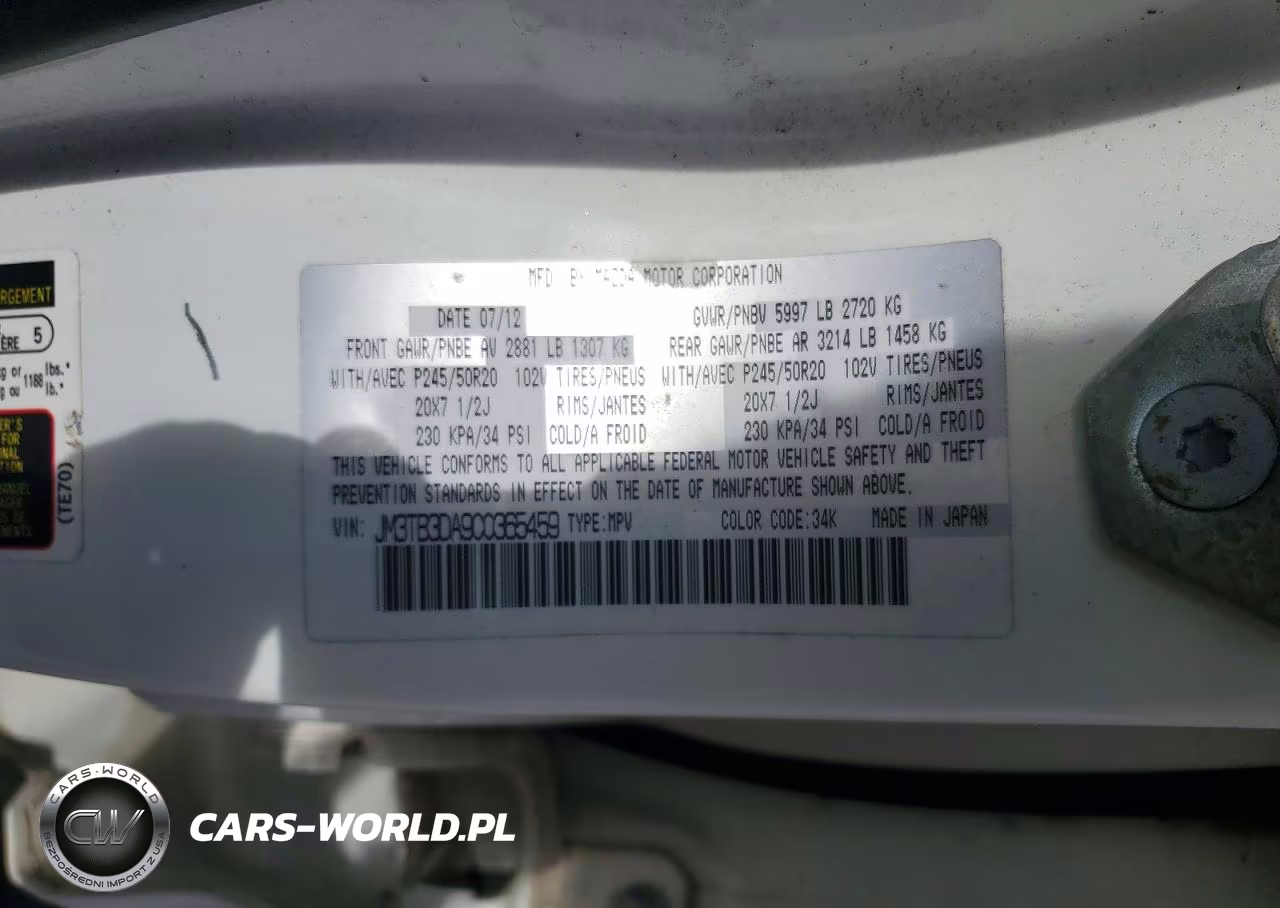 2012 Mazda Cx-9 VIN:JM3TB3DA9C0365459 - 13