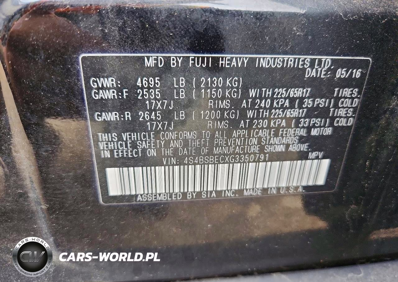 2016 Subaru Outback 2.5I Premium VIN:4S4BSBECXG3350791 - 13