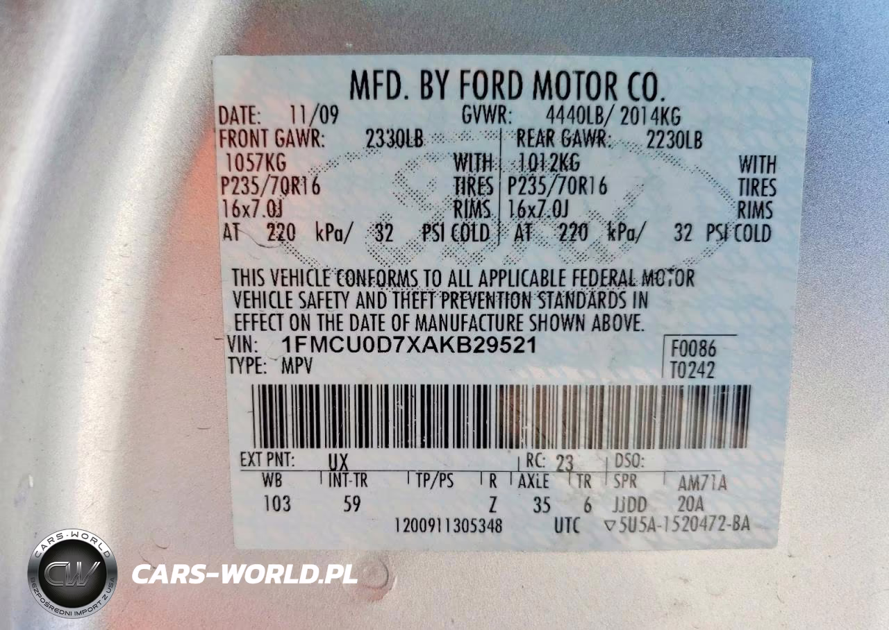 2010 Ford Escape Xlt VIN:1FMCU0D7XAKB29521 - 13