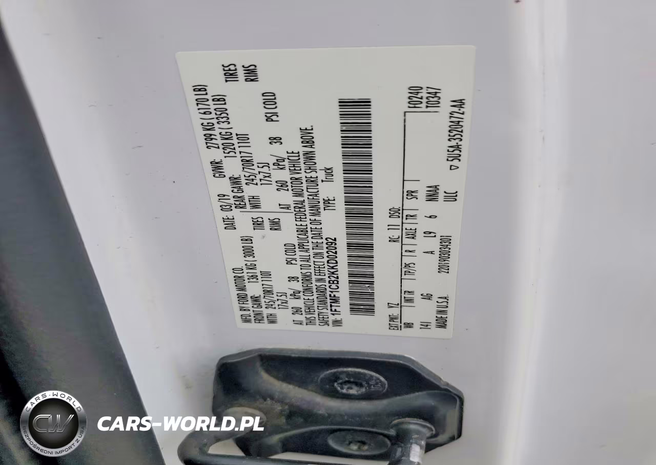 2019 Ford F150 VIN:1FTMF1CB2KKD02092 - 12