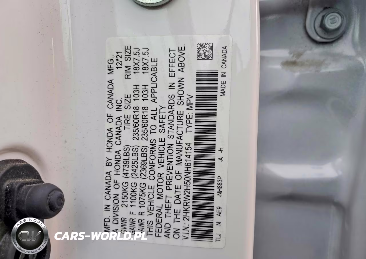 2022 Honda Cr-V Ex VIN:2HKRW2H50NH614154 - 13