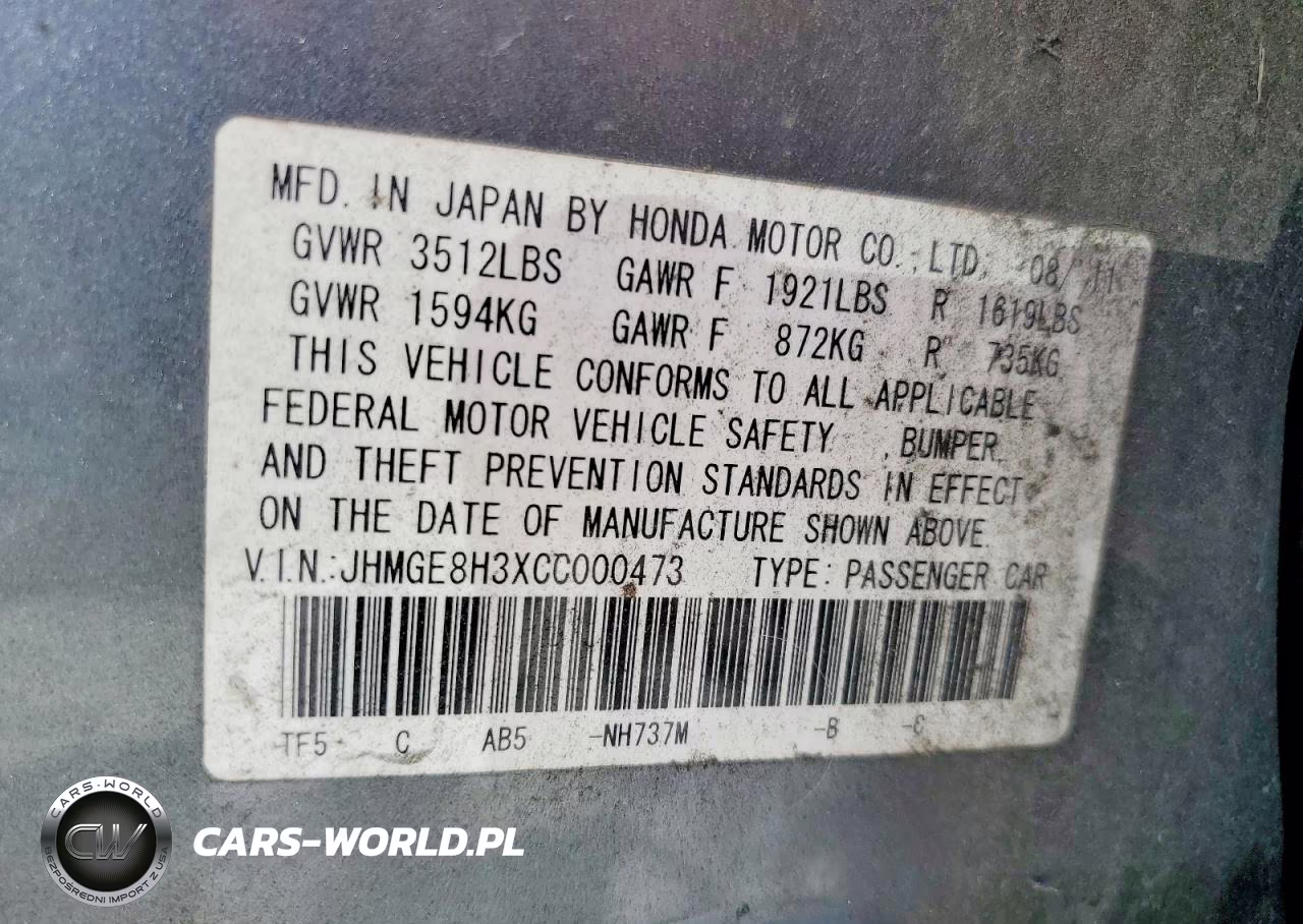 2012 Honda Fit VIN:JHMGE8H3XCC000473 - 12