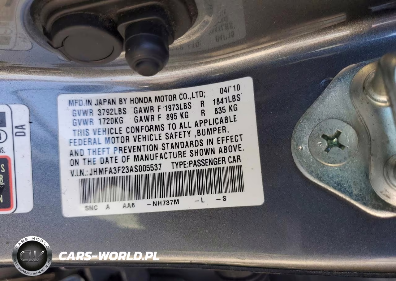 2010 Honda Civic Hybrid VIN:JHMFA3F23AS005537 - 12