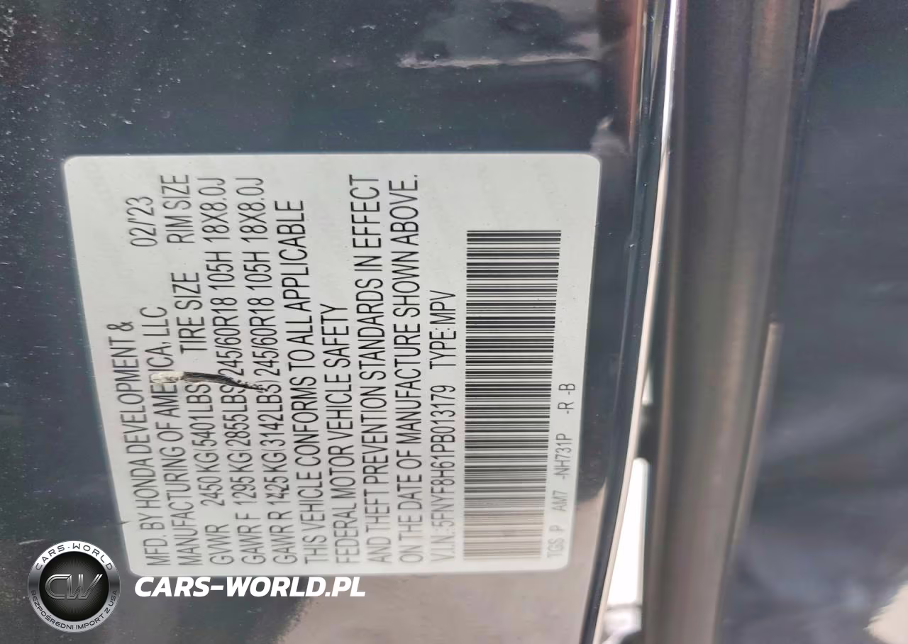 2023 Honda Passport Trail Sport VIN:5FNYF8H61PB013179 - 14