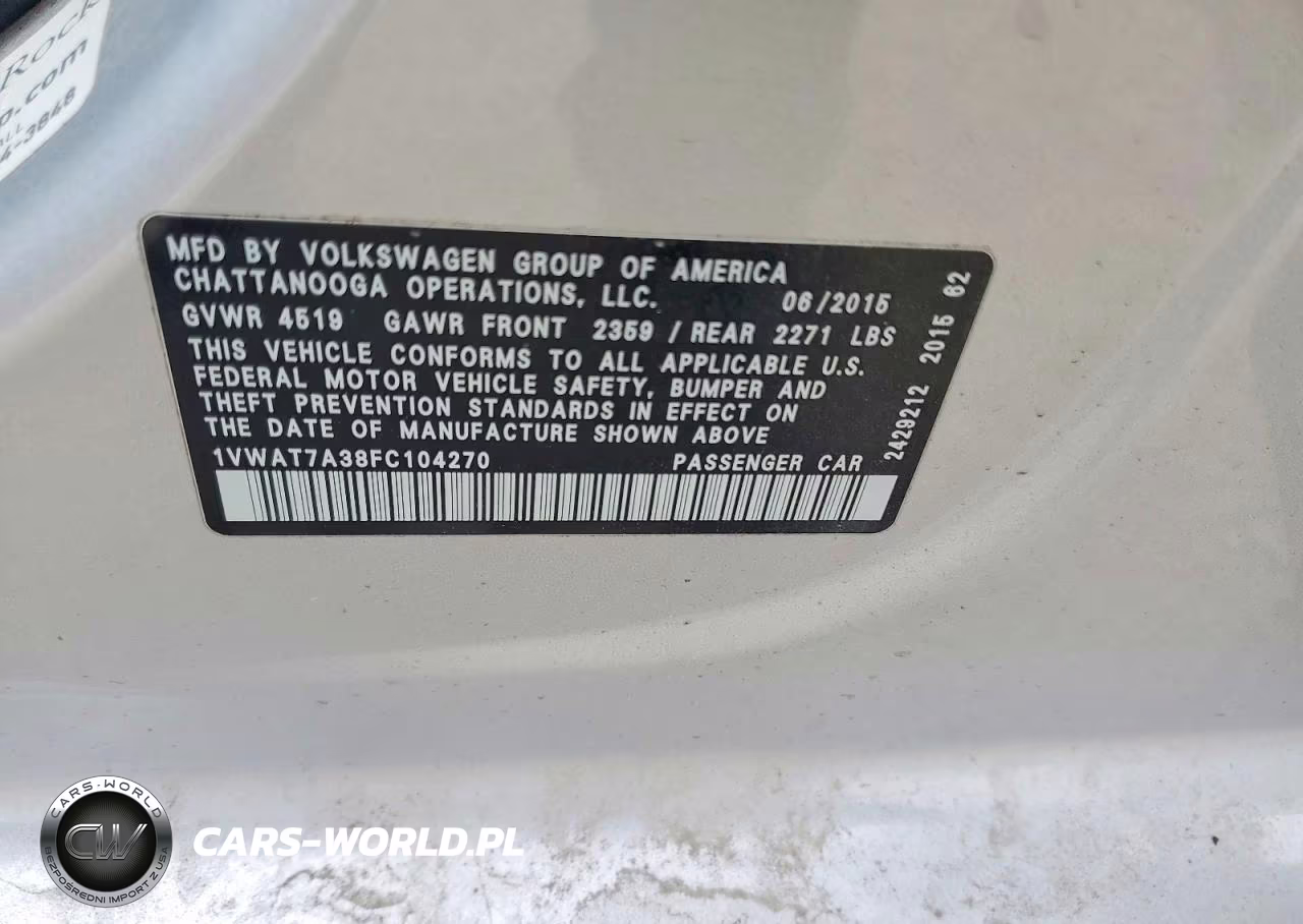 2015 Volkswagen Passat S VIN:1VWAT7A38FC104270 - 12