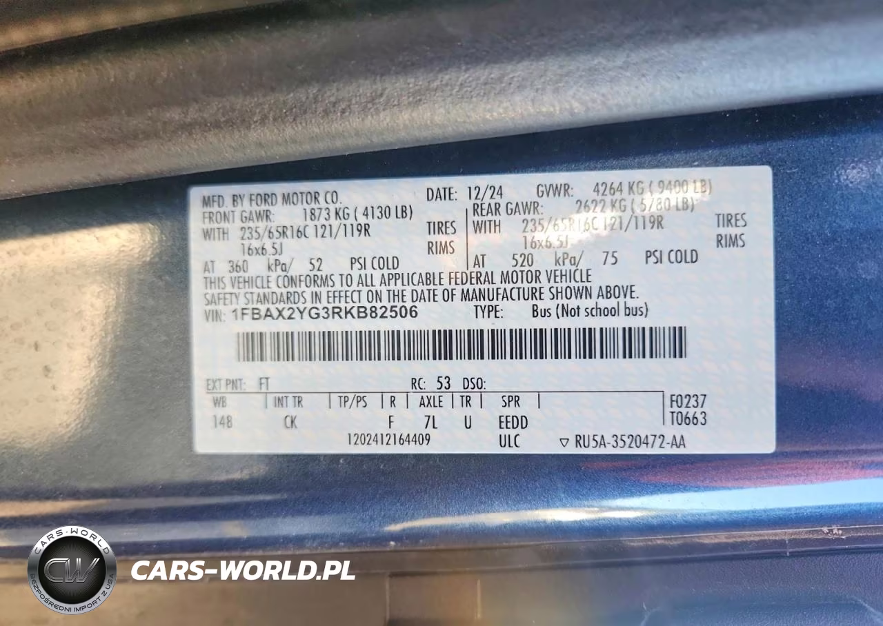 2024 Ford Transit T-350 VIN:1FBAX2YG3RKB82506 - 13