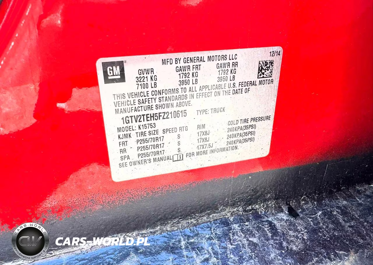 2015 GMC Sierra K1500 VIN:1GTV2TEH5FZ210615 - 10