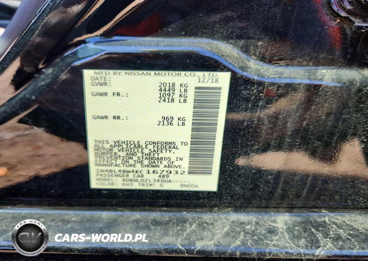 2019 Nissan Altima S VIN:1N4BL4BW4KC167932 - 13