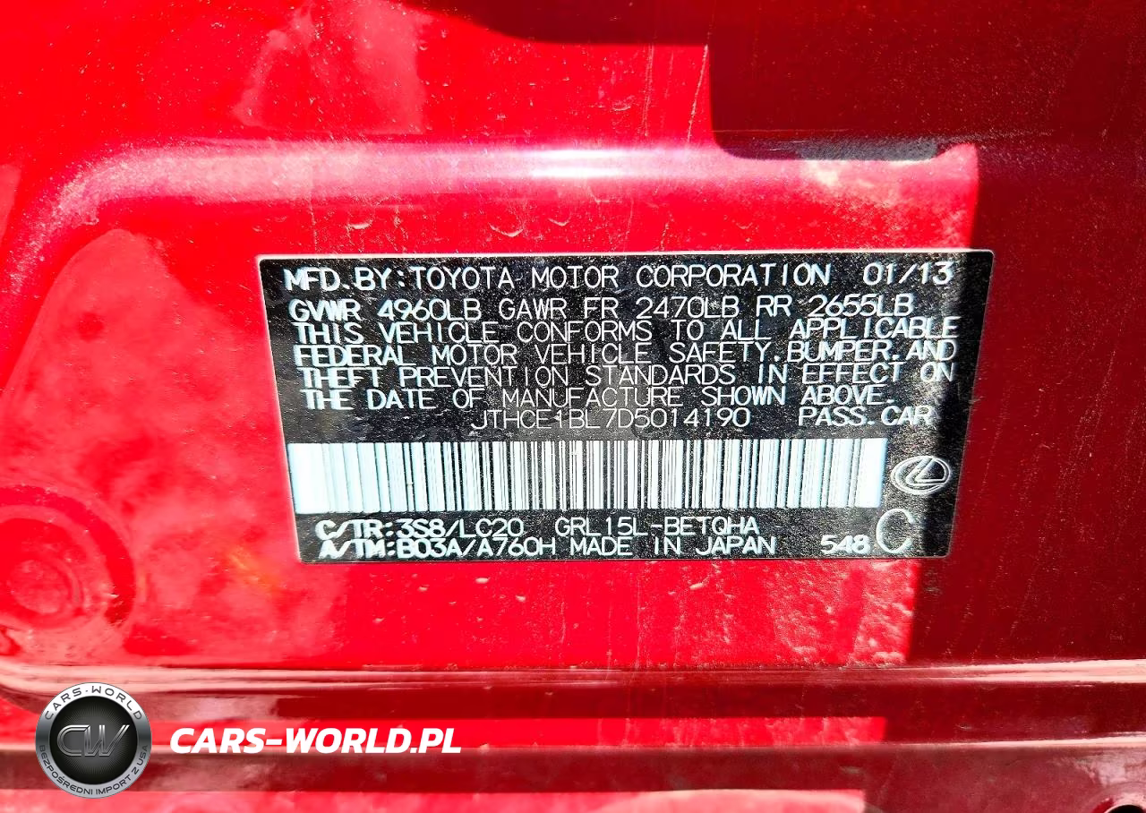 2013 Lexus Gs 350 VIN:JTHCE1BL7D5014190 - 12
