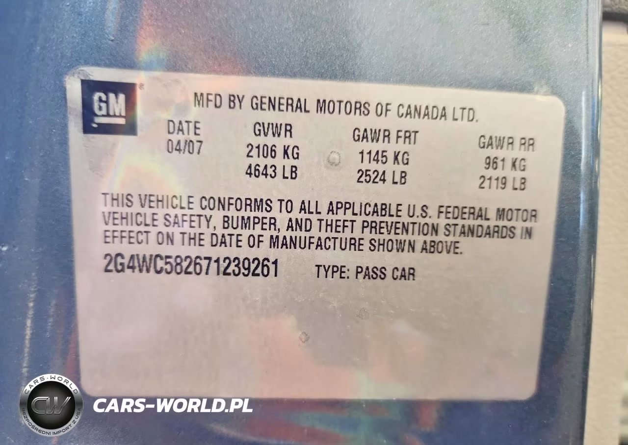 2007 Buick Lacrosse Cx VIN:2G4WC582671239261 - 12
