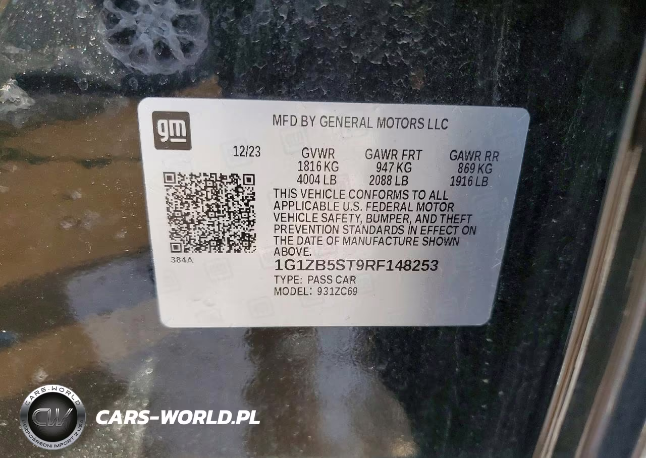 2024 Chevrolet Malibu Ls VIN:1G1ZB5ST9RF148253 - 12