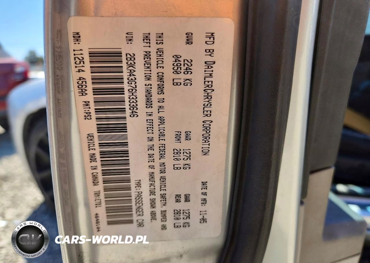 2006 Dodge Charger Se VIN:2B3KA43G76H333646 - 12