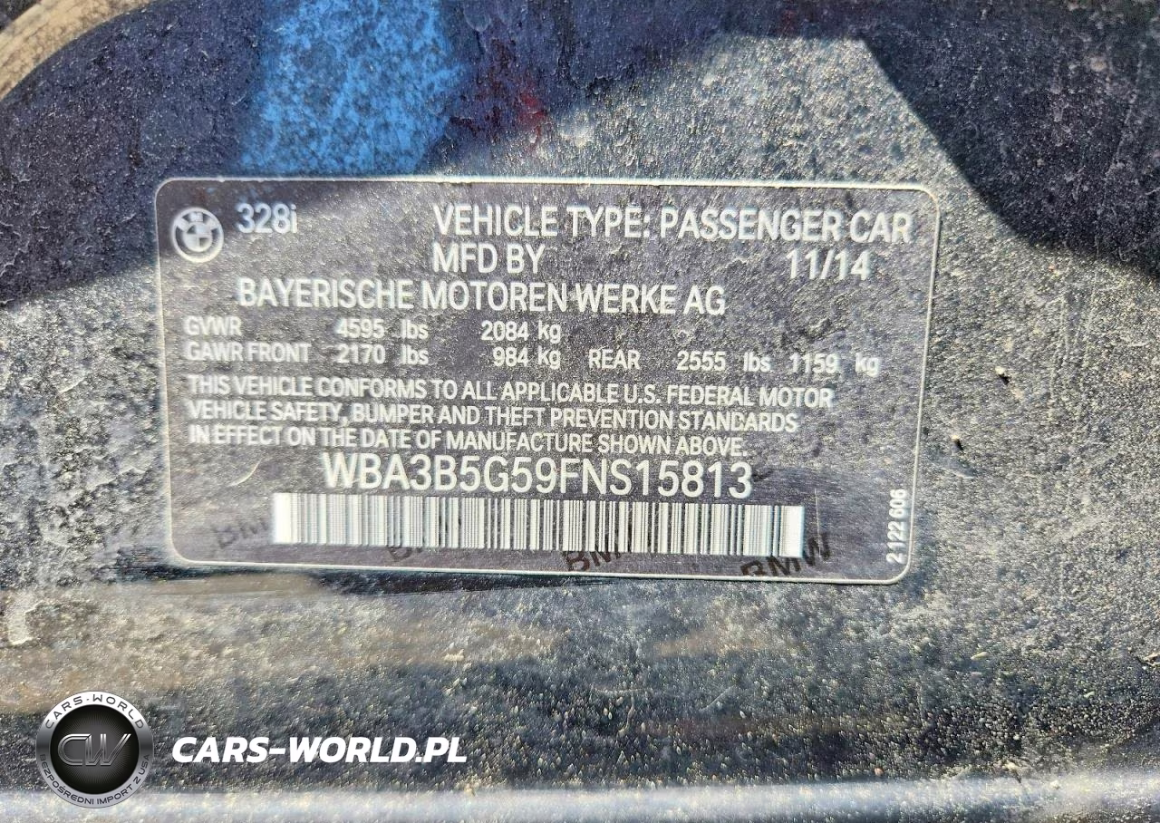 2015 BMW 328 Xi Sulev VIN:WBA3B5G59FNS15813 - 12