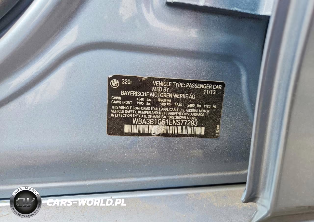 2014 BMW 320 I VIN:WBA3B1G51ENS77293 - 12