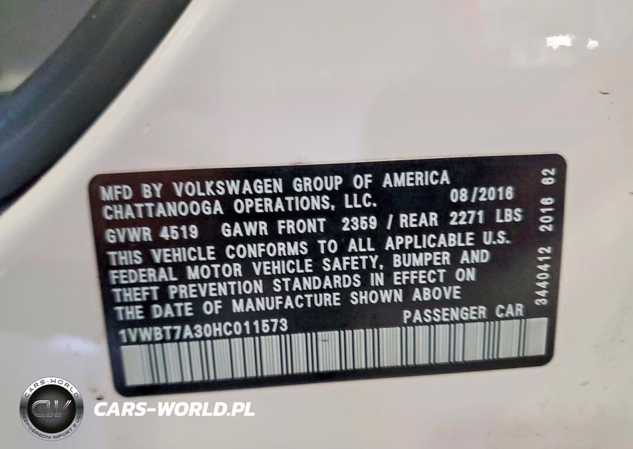 2017 Volkswagen Passat Se VIN:1VWBT7A30HC011573 - 12