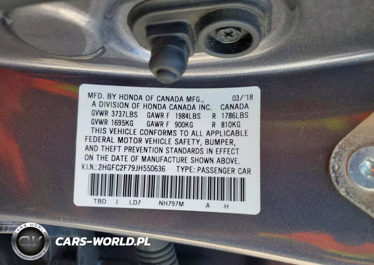 2018 Honda Civic Ex VIN:2HGFC2F79JH550636 - 13