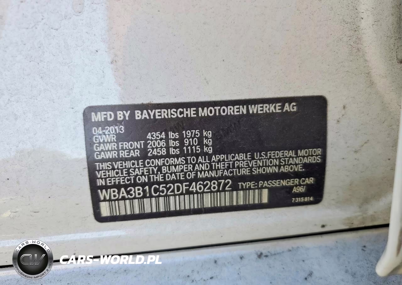 2013 BMW 320 I VIN:WBA3B1C52DF462872 - 12