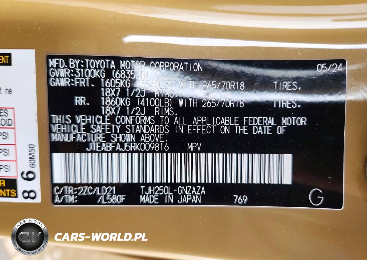 2024 Toyota Land Cruiser First Edition VIN:JTEABFAJ5RK009816 - 12
