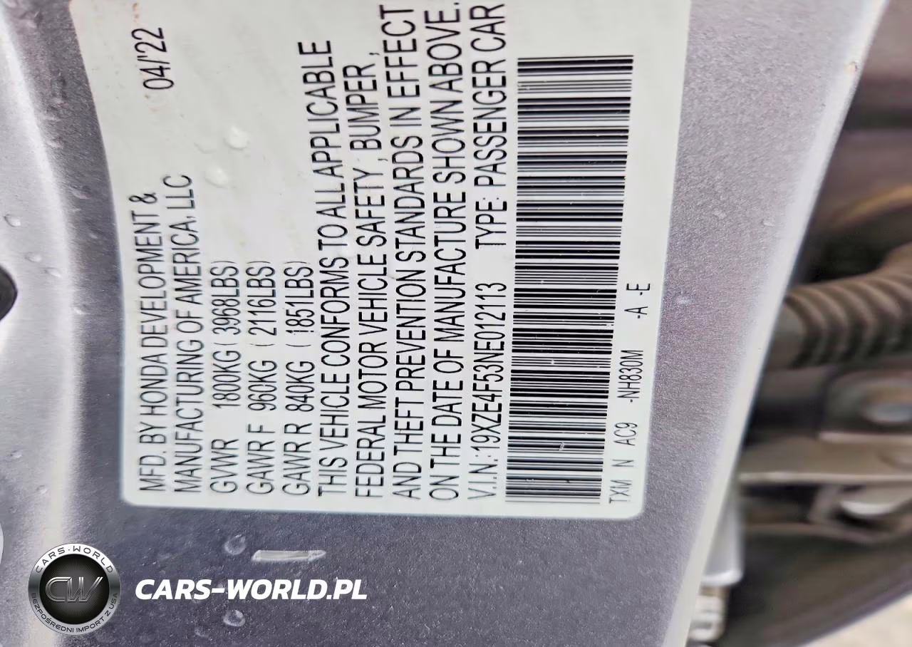 2022 Honda Insight Ex VIN:19XZE4F53NE012113 - 12