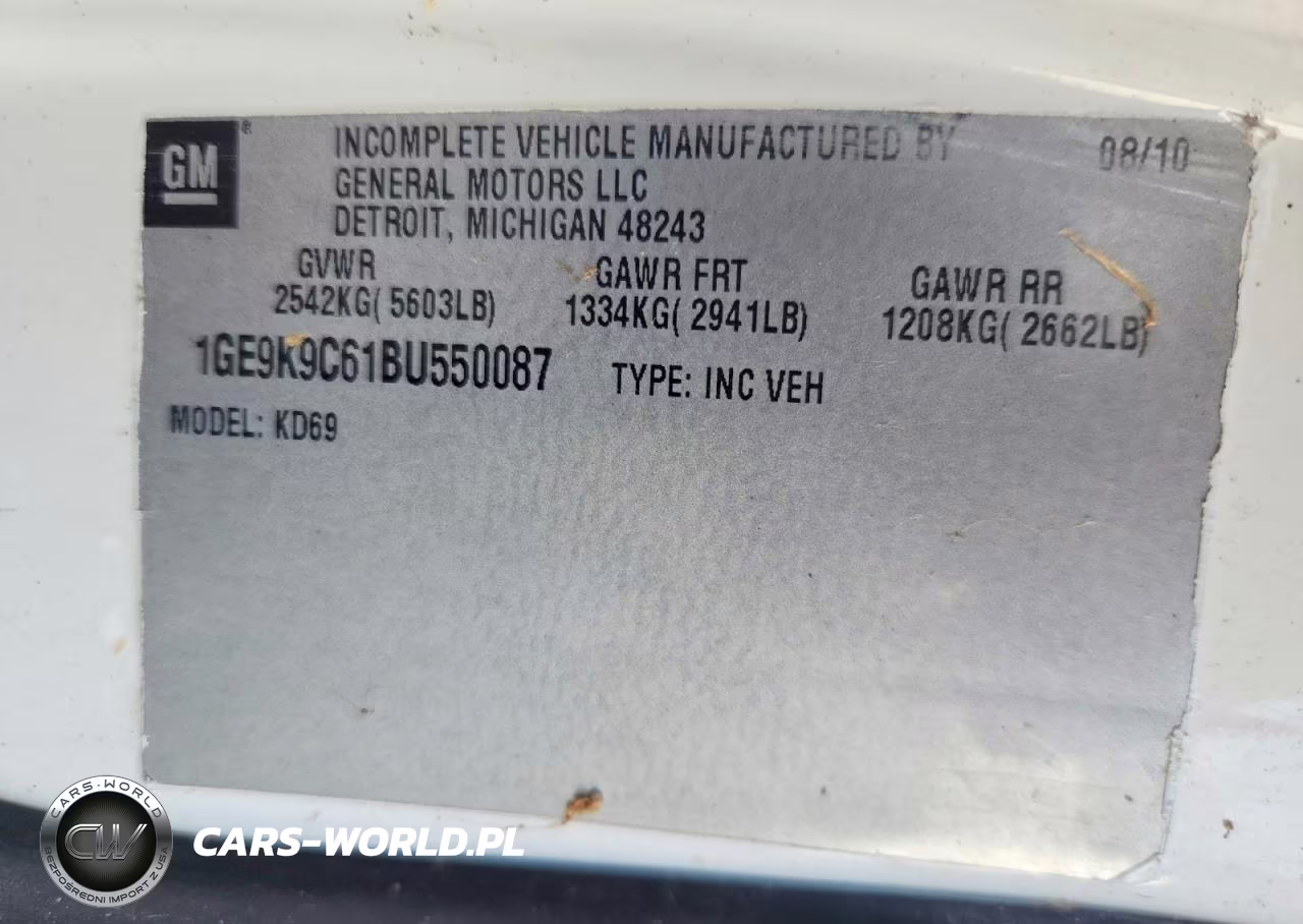 2011 Cadillac Professional Chassis VIN:1GE9K9C61BU550087 - 13