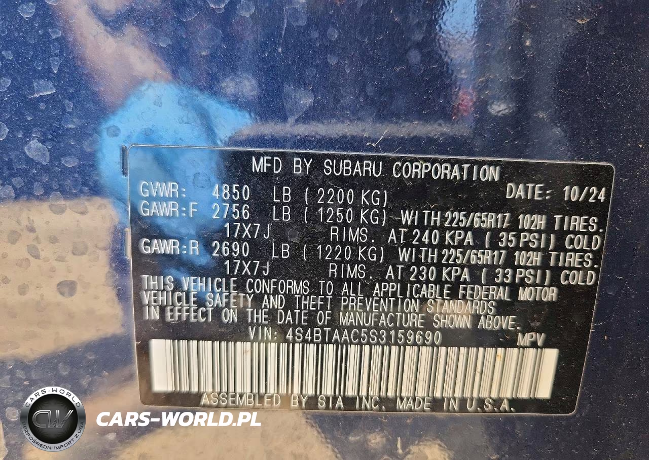 2025 Subaru Outback VIN:4S4BTAAC5S3159690 - 14
