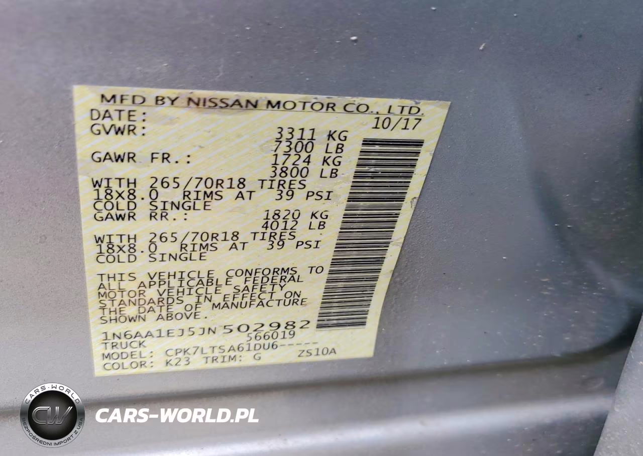 2018 Nissan Titan S VIN:1N6AA1EJ5JN502982 - 12