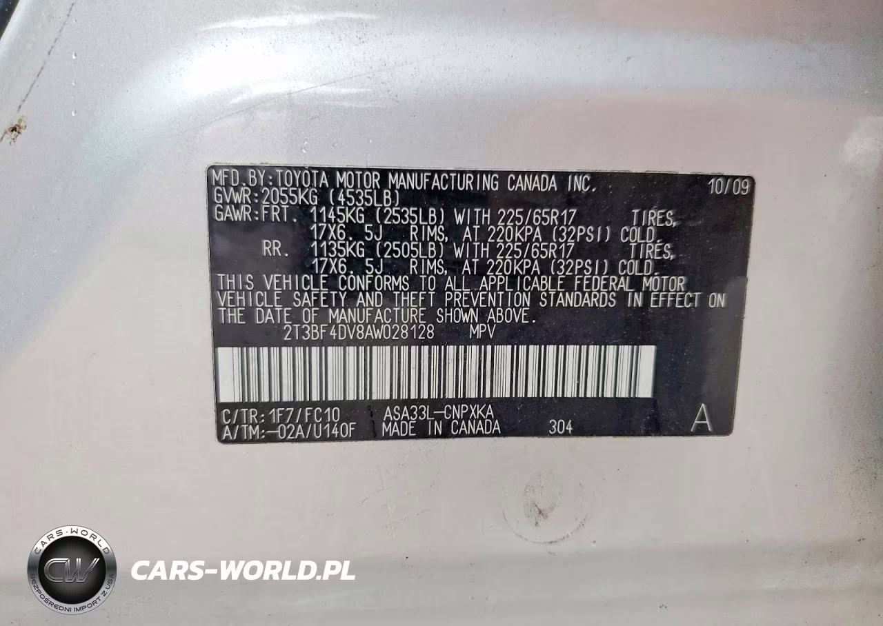 2010 Toyota Rav4 Base VIN:2T3BF4DV8AW028128 - 12