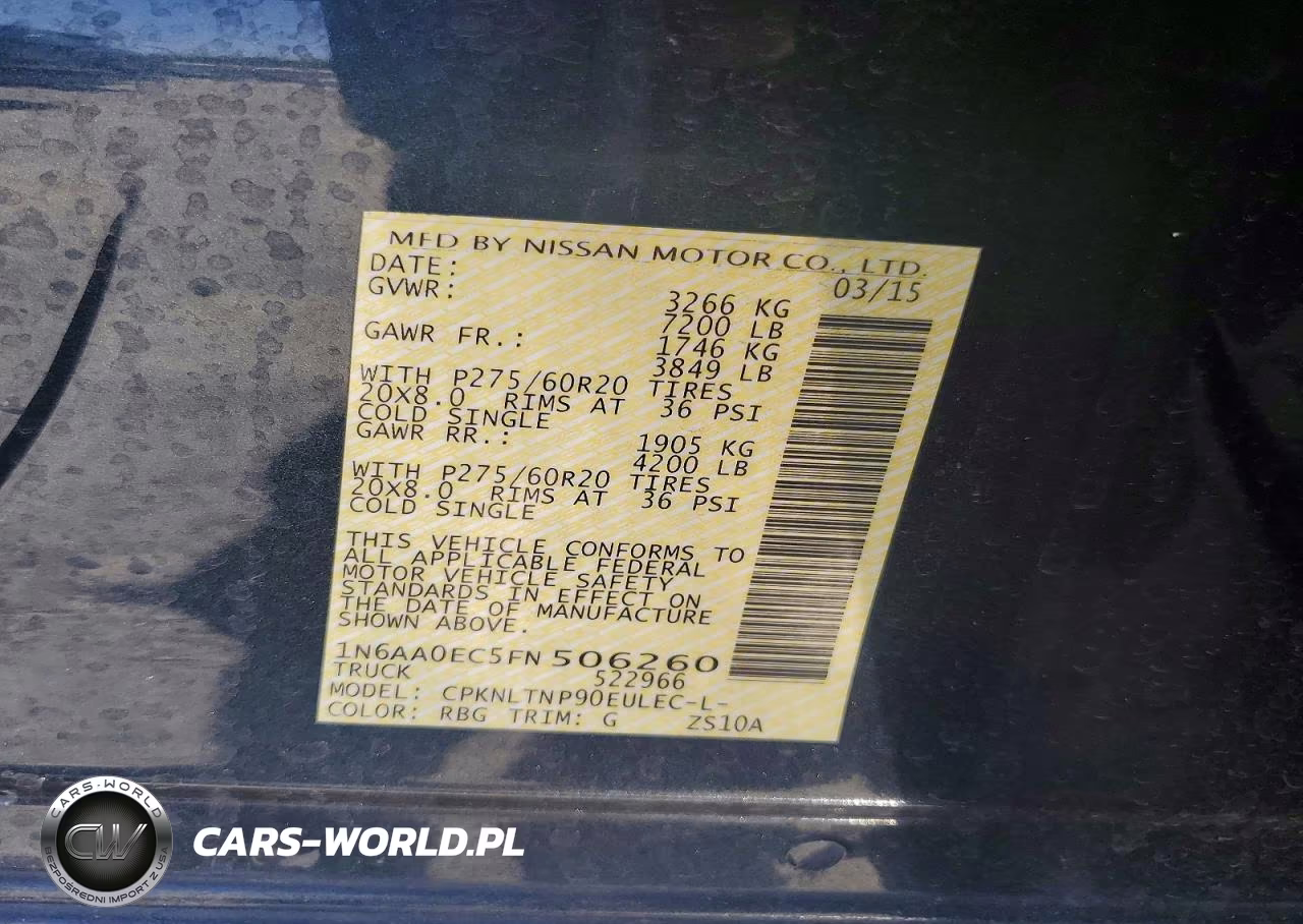 2015 Nissan Titan Sv VIN:1N6AA0EC5FN506260 - 12