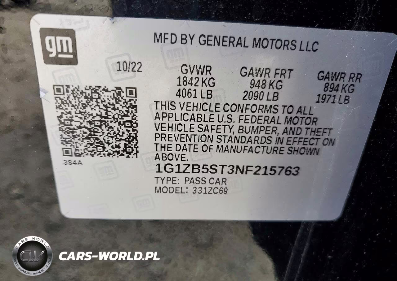 2022 Chevrolet Malibu Ls VIN:1G1ZB5ST3NF215763 - 12