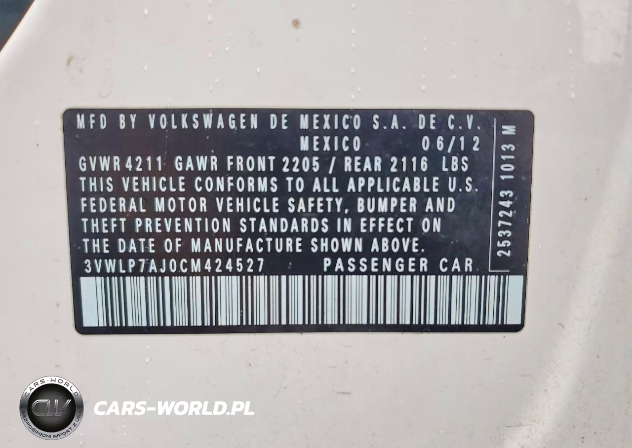 2012 Volkswagen Jetta Sel VIN:3VWLP7AJ0CM424527 - 12