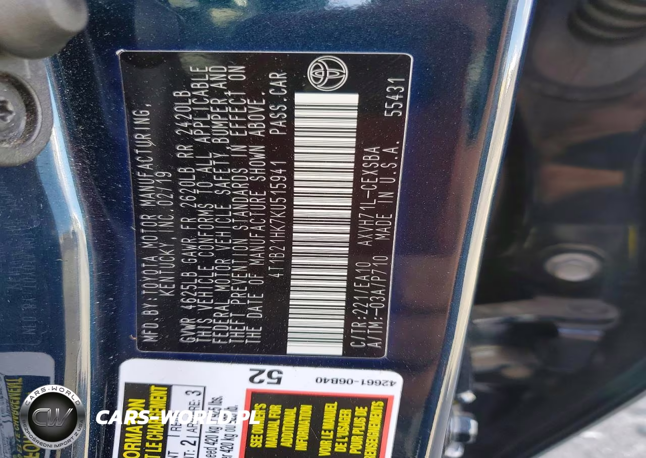 2019 Toyota Camry Hybrid Se VIN:4T1B21HK7KU515941 - 12