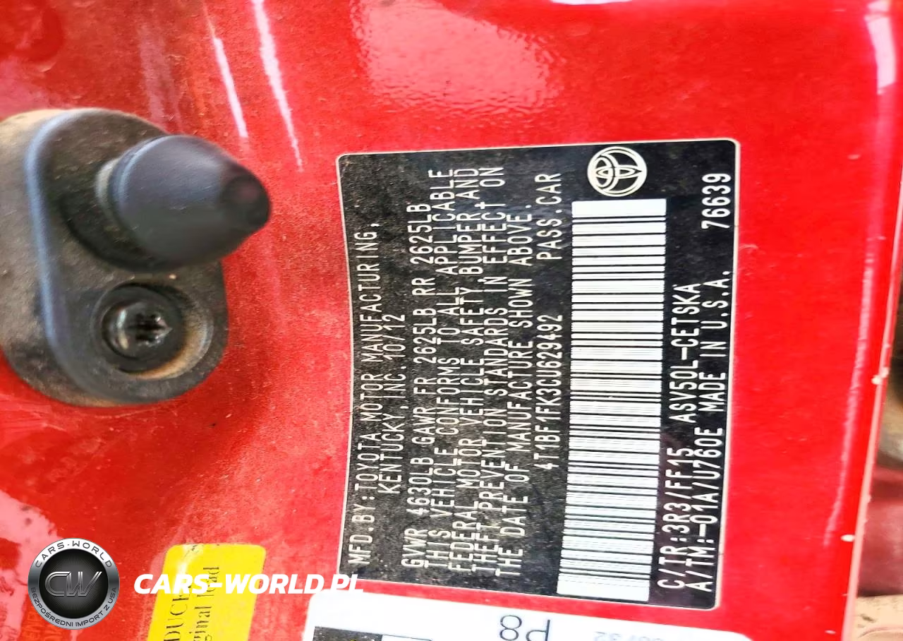 2012 Toyota Camry Se Sport Limited Edition VIN:4T1BF1FK3CU629492 - 12