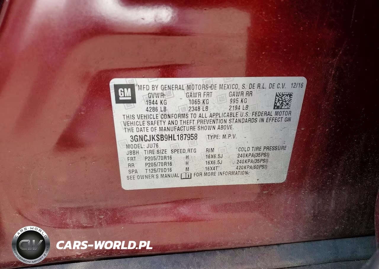 2017 Chevrolet Trax Ls VIN:3GNCJKSB9HL187958 - 12