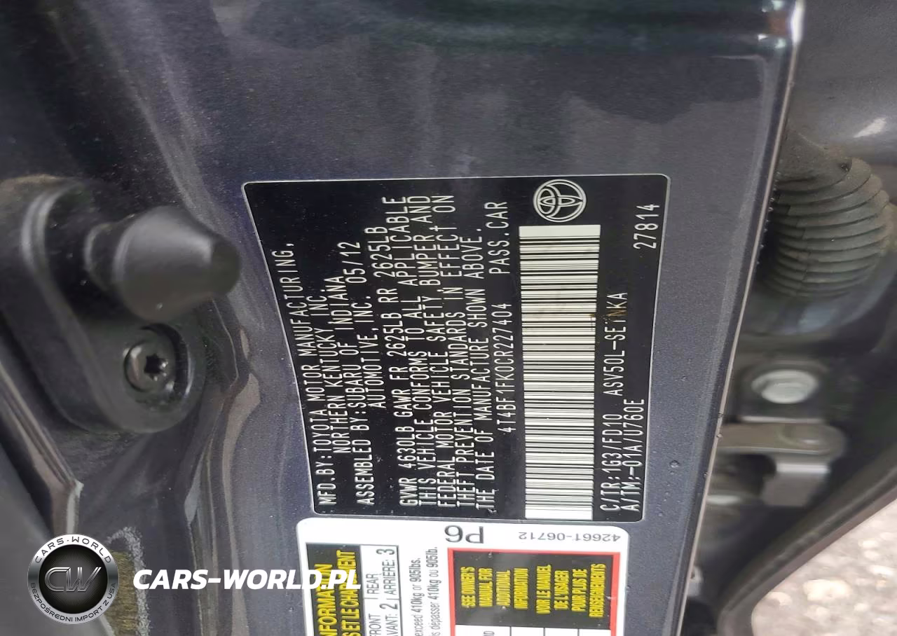 2012 Toyota Camry Le VIN:4T4BF1FK0CR227404 - 12
