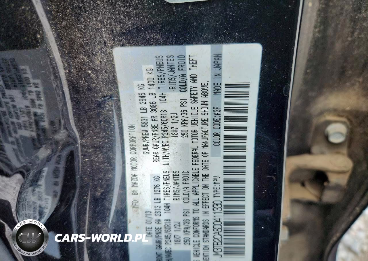 2013 Mazda Cx-9 Touring VIN:JM3TB2CA8D0411330 - 14